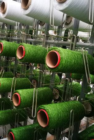 Production plant for artificial grass from 100% compostable materials