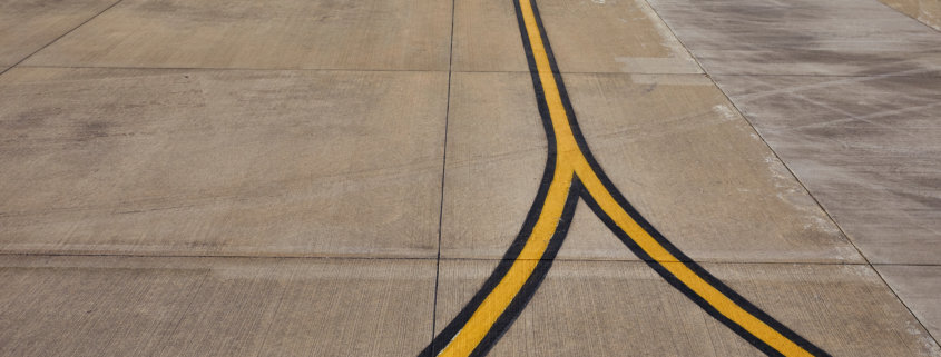 airport with sealant on runway