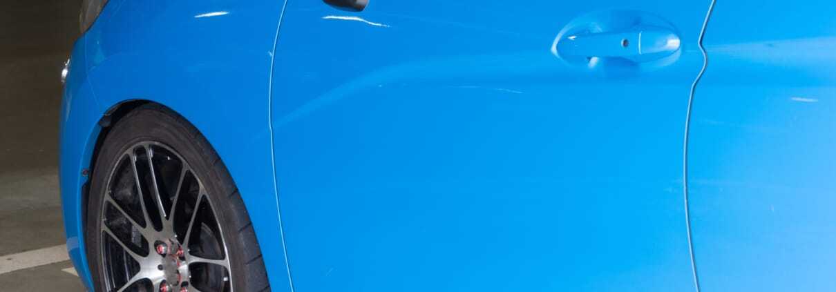 body panel adhesive in a blue car