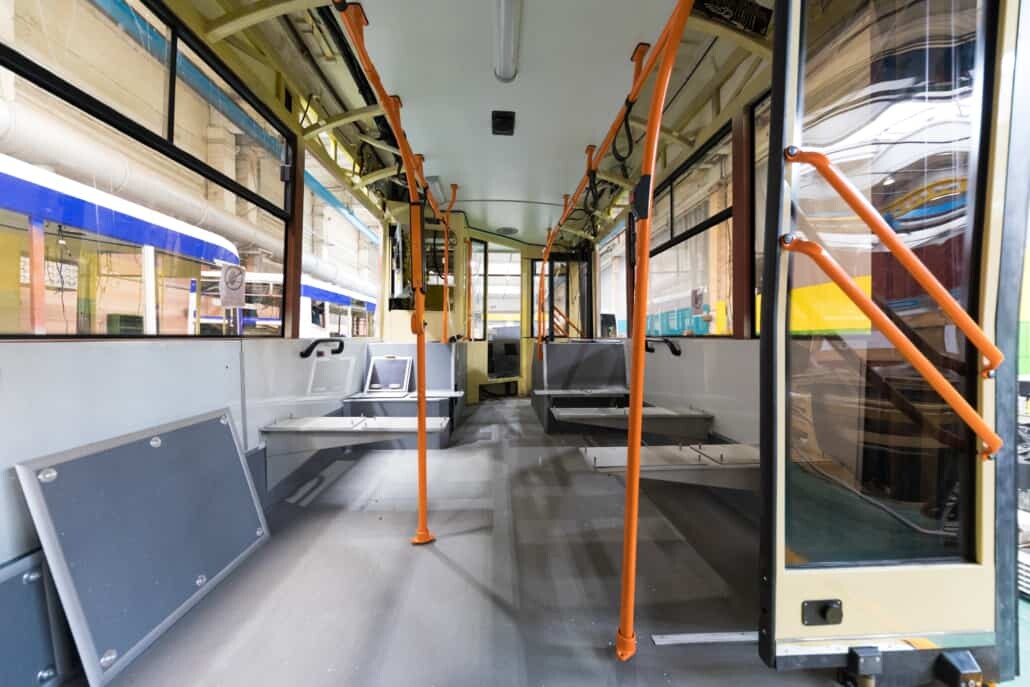 interior trims finished with sealants and adhesives for buses