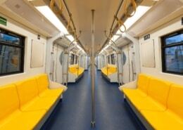 public transport rail vehicle interior with mma adhesive solutions in panels and seating