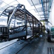 tram frame in assembly line with mas polymer adhesives and sealants