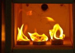 testing intumescent sealant in an oven with flames
